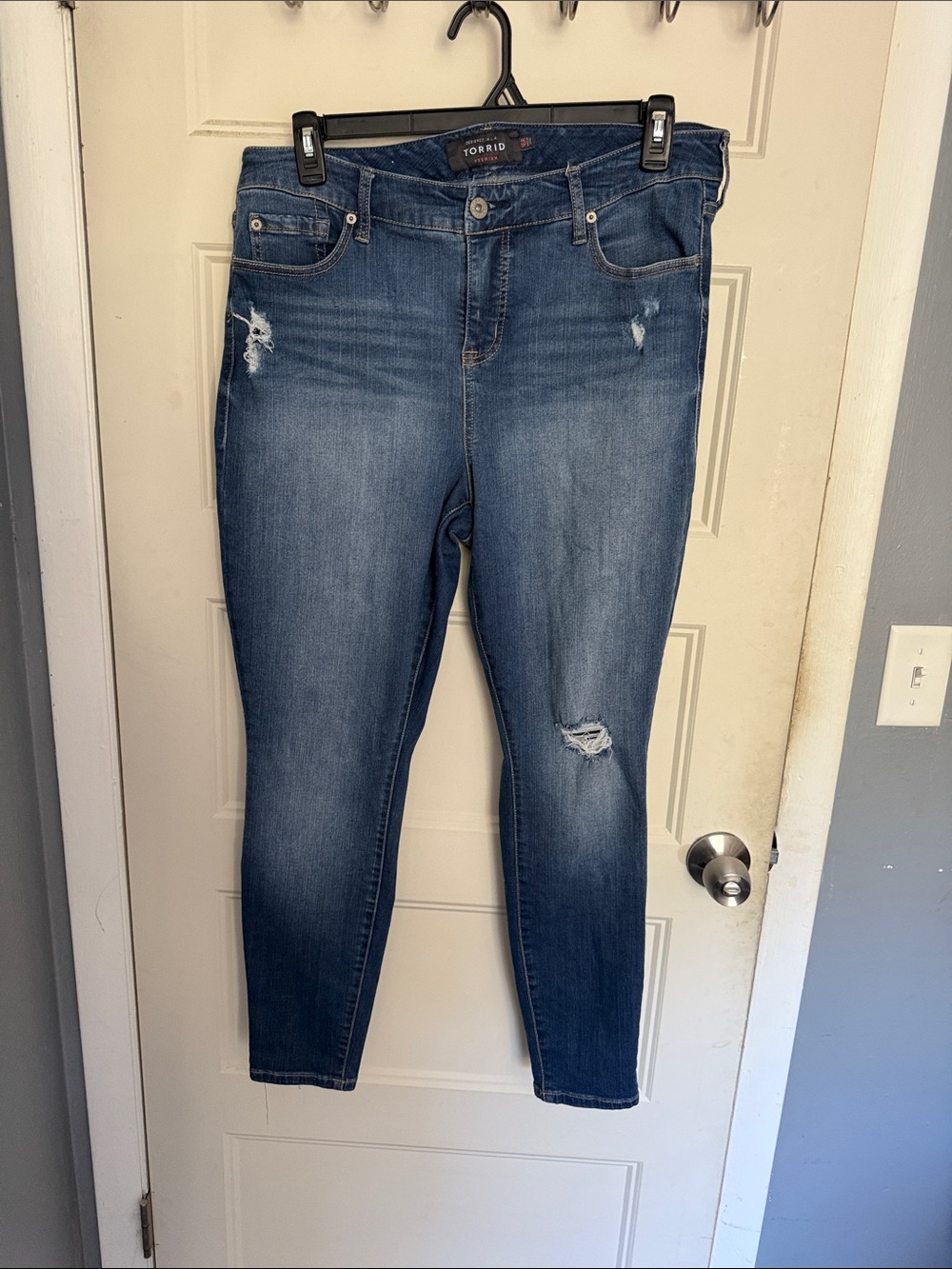 torrid Medium Blue Distressed High-Rise Skinny Jeans